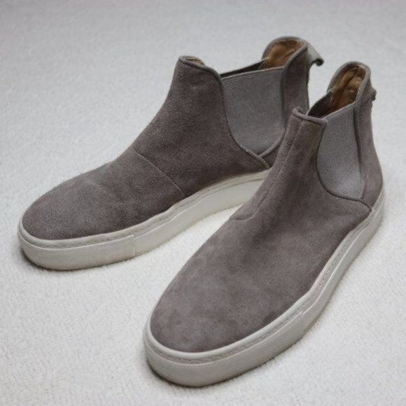 Zara Women's Size 37 Gray & White Suede Slip On High Top Chelsea Sneakers - Picture 3 of 6